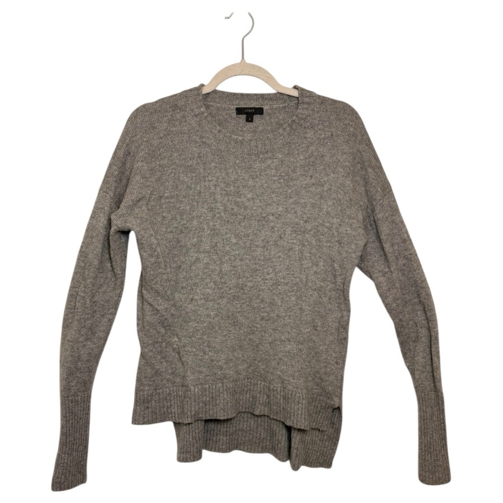 J.Crew Gray Wool Blend Hi-Low Hem Crewneck Sweater Classic Cozy Small